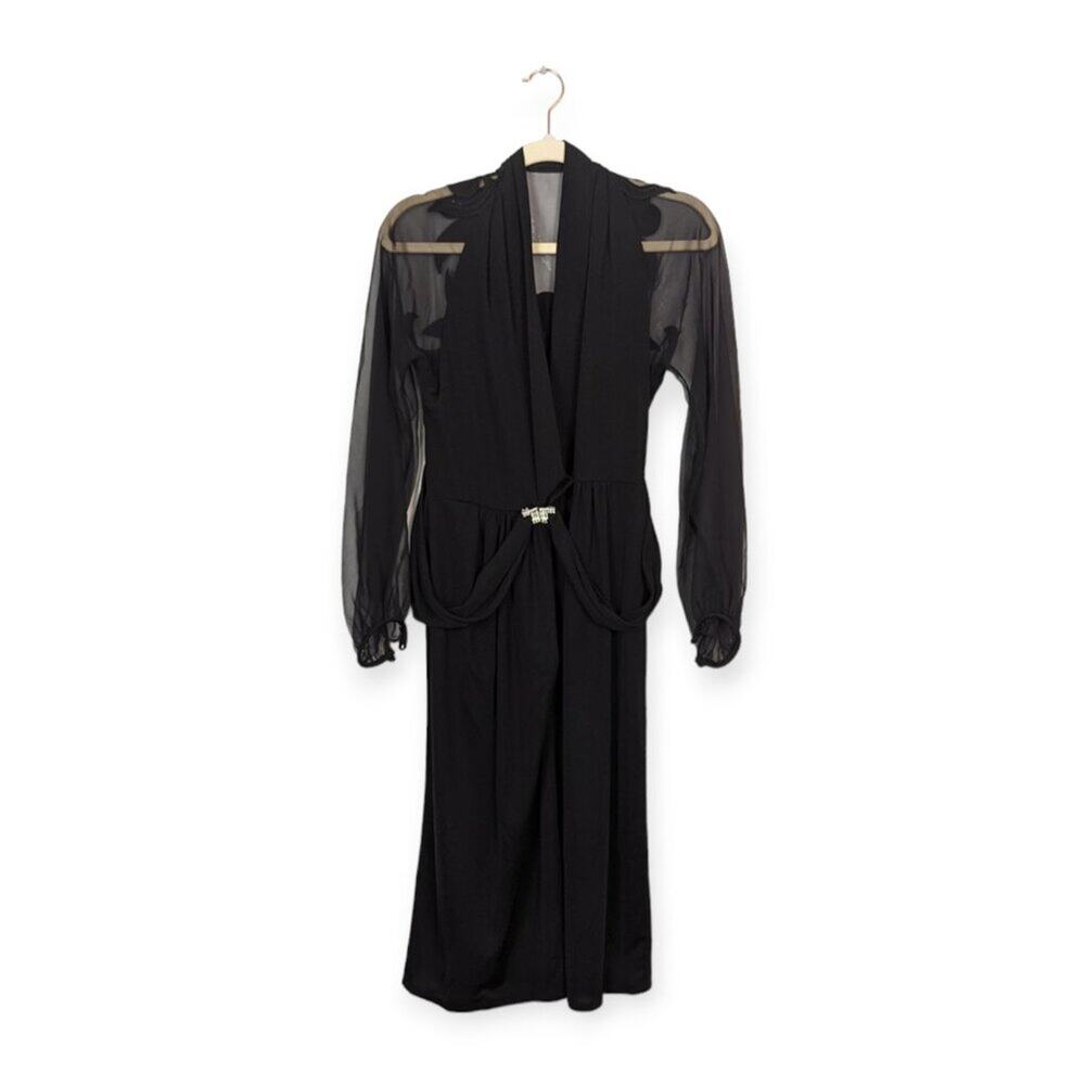 Vintage Felix Arbeo Madmen 60s Black Sheer Sleeve Dress